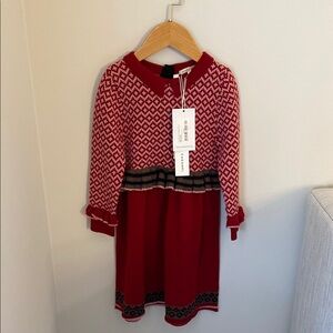 sold. Stylish Red Patterned Kids Dress, age 3. NWT